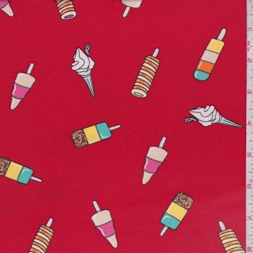 Red Ice Cream Treat Double Brushed Jersey Knit