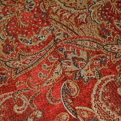 Ruby Red/Black/Multi Paisley Chenille Jacquard Decor Fabric DFW59743