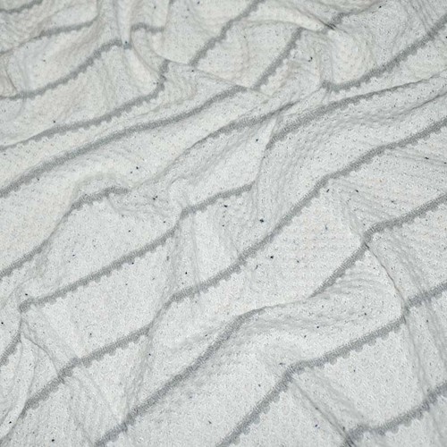 Gray/White Semi-Opaque Stripe Pique Knit DFW11358