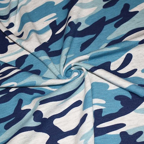 Blue/Gray/Multi Camouflage Printed Terry Knit DFW11363