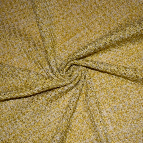 Antique Yellow/White Semi-Opaque Textured Pique Knit DFW11367