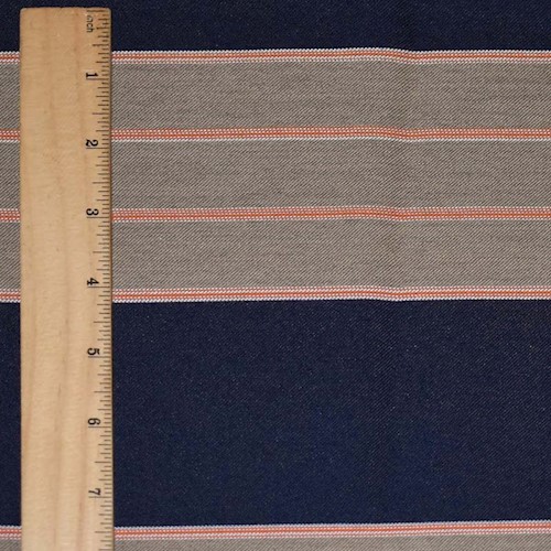 *8 3/8 YD PC -- Beige/Navy/Multi Indoor/Outdoor Sunbrella Stripe Home Decorating Fabric DFWX0088-XOD