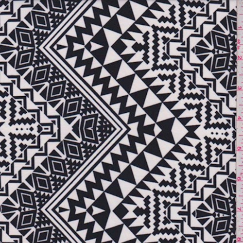 *1 YD PC--Black/White Deco Zig Zag Nylon Knit