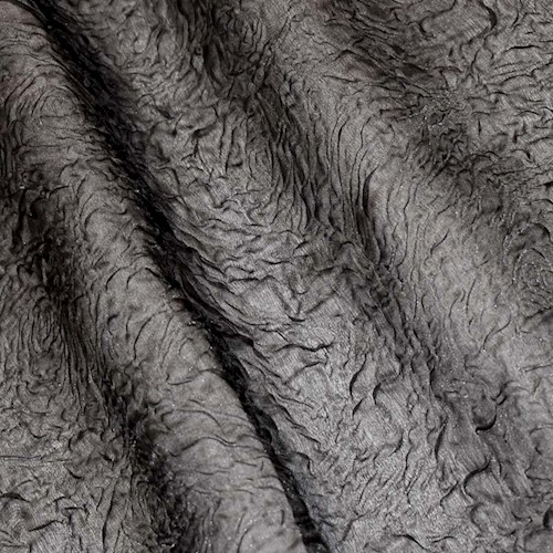 Black/Sparkle Designer Silk Blend Floral Plisse Organza APS004