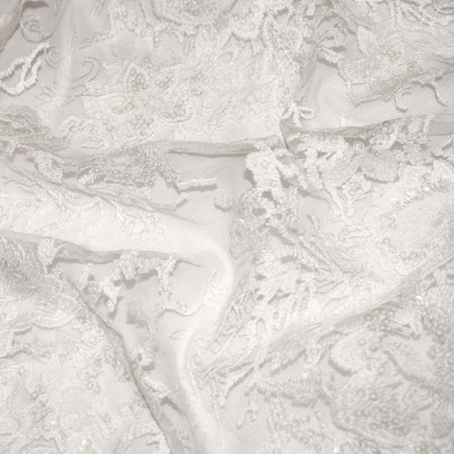 Pearl Ivory Famous Designer Floral Sequin/Embroidered Mesh APS005