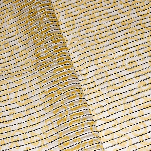 Yellow/Multi Printed Boucle Stripe Silk Blend Organza APS0010