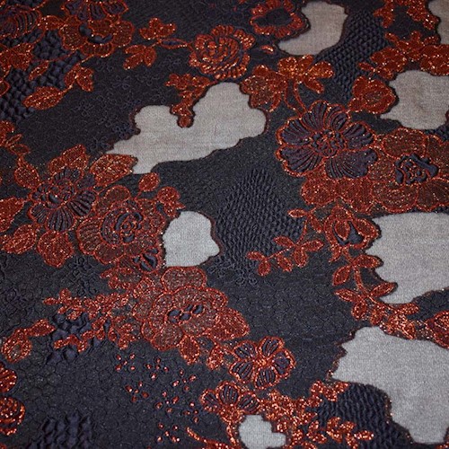 Navy/Black/Brown Famous Designer Floral Jacquard/Organza APS0014
