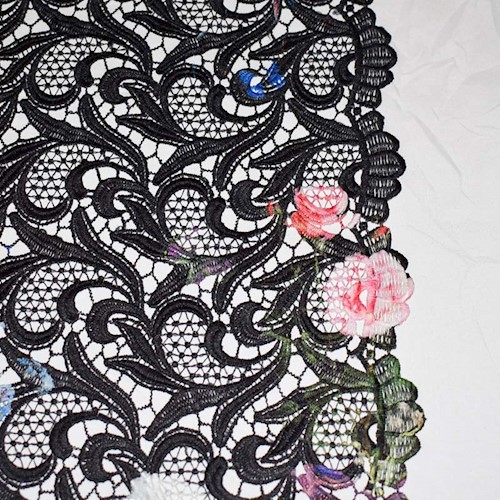 Black/Green/Multi Famous Designer Floral Printed Lace APS0018