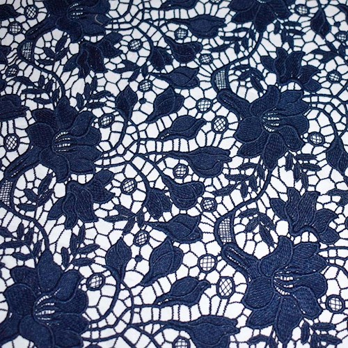 Night Navy Blue Famous Designer Floral Lace APS0019