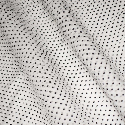Black/White Designer Velvet Flock Pressed Pleat Mesh Tulle APS0027