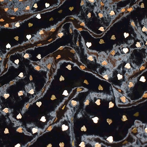 Black/Gold Famous Designer Heart Printed Velvet APS0070