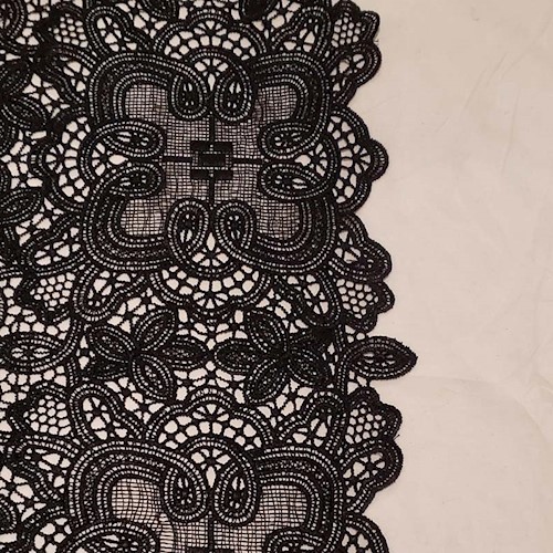 Night Black Famous Designer Floral/Crest Lace APS0075