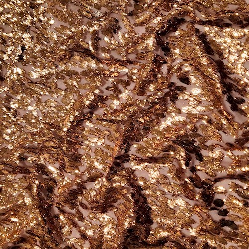 Brown/Copper Designer Leaf Vine Silk Blend Jacquard/Chiffon APS00109
