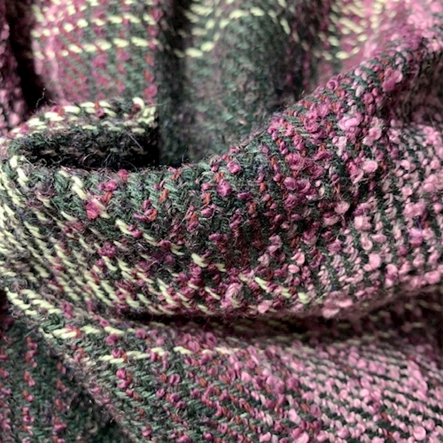 *7/8 YD PC--Wine/Lilac/Black Plaid Boucle Jacketing