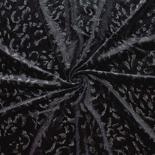 Black/Silver Sparkle Designer Leopard Printed Velvet Knit APS00114