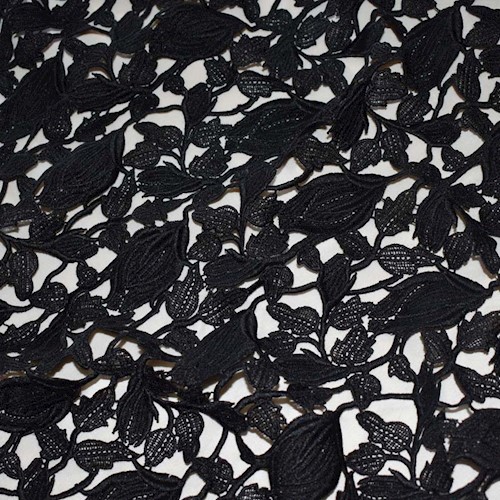 Classic Black Famous Designer Floral Bud/Leaf Lace APS00123