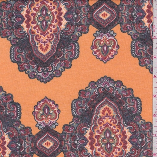 Marigold/Navy Medallion Double Brushed French Terry Knit