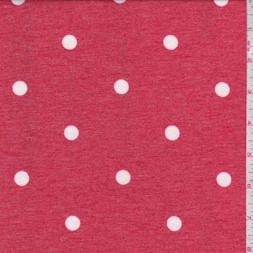 Heather Red Polka Dot Double Brushed French Terry Knit