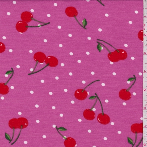 Deep Hot Pink Cherry Brushed French Terry Knit