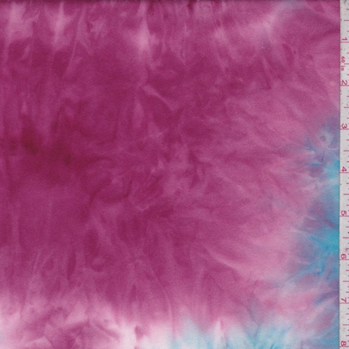 Aqua/Fuchsia Tie Dye Double Brushed Jersey Knit