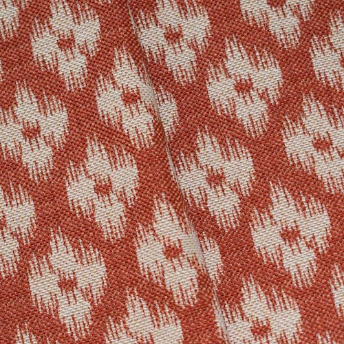 Sunset Orange/Beige/Gold Sparkle Ikat Damask Decor Fabric DFW59957