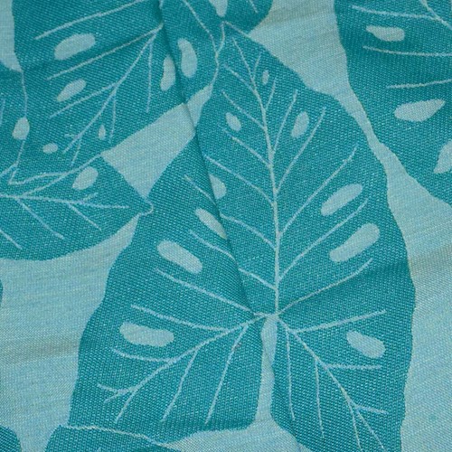 Deep Teal/Multi Indoor/Outdoor Leaf Jacquard Decor Fabric DFW59971