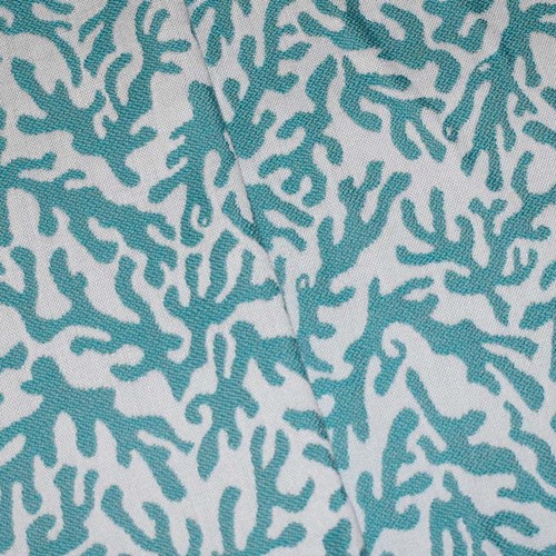 Teal/White/Taupe Indoor/Outdoor Coral Jacquard Decor Fabric DFW59977