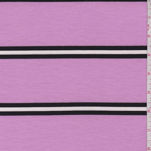 Orchid/Black Stripe Double Brushed French Terry Knit