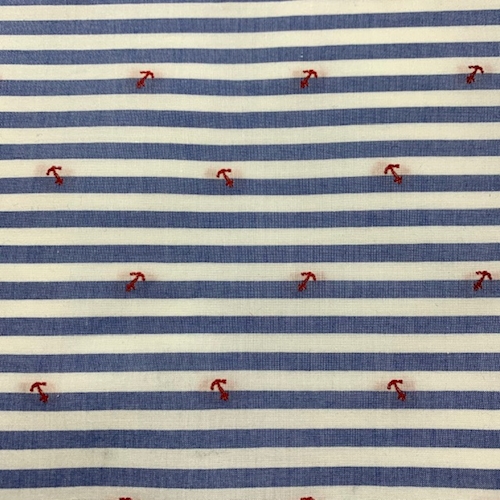 White/Blue Anchor/Stripe Cotton