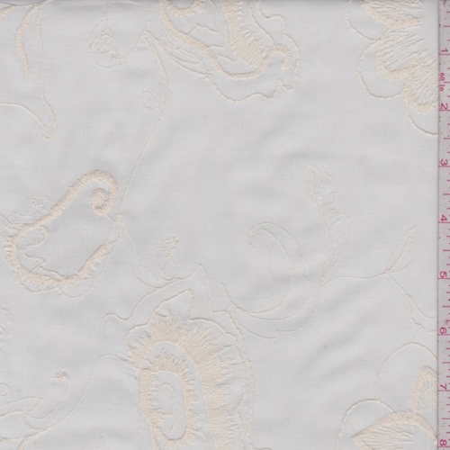 Ivory/Cream Embroidered Floral Lawn