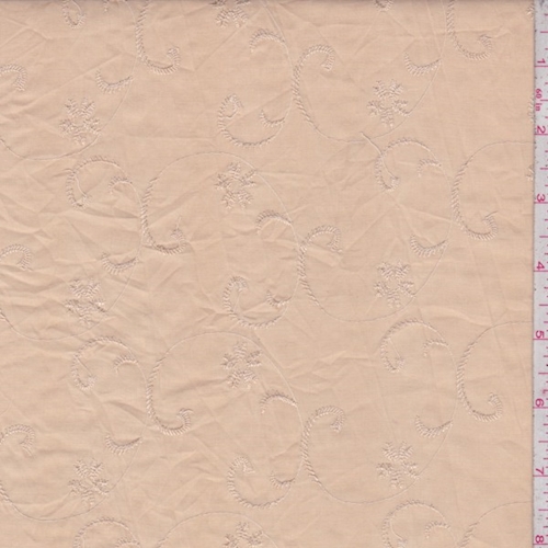 Tea Stain Embroidered Floral Scroll Lawn