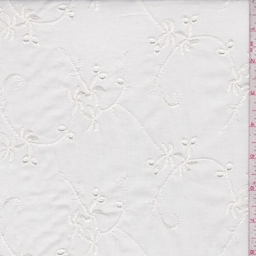 Ivory Embroidered Fan Floral Scroll Lawn