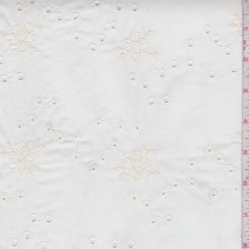 Creamy Ivory Embroidered Eyelet Floral Lawn