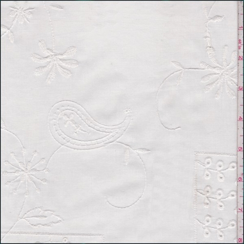 White Embroidered Patchwork Lawn