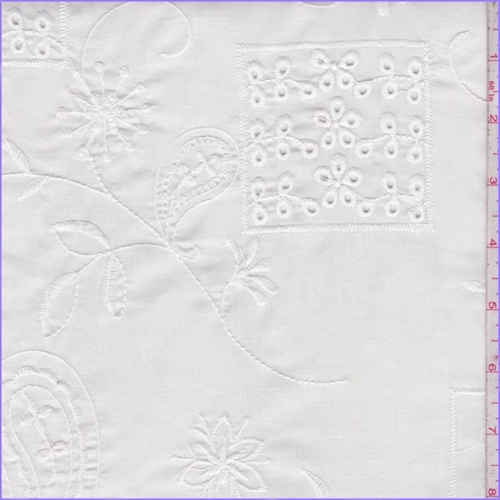 Off White Embroidered Patchwork Lawn