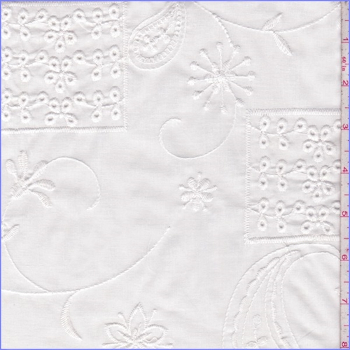 Bone White Embroidered Patchwork Lawn