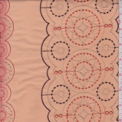 Clay/Sienna/Brick Embroidered Cotton Lawn