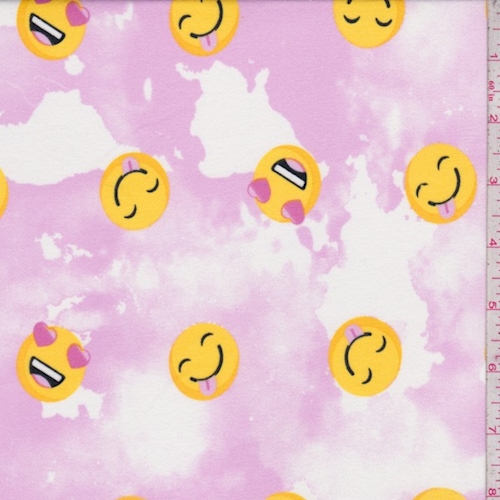 White/Orchid Emoji Double Brushed Jersey Knit