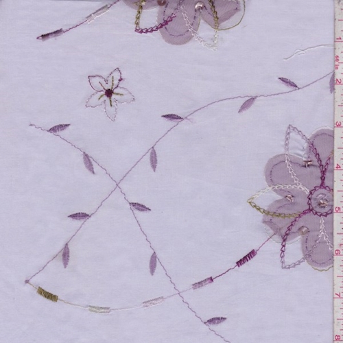 Lavender Embroidered Floral Lawn