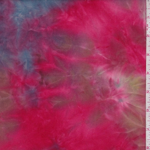 Melon Red/Gold Tie Dye Double Brushed Jersey Knit