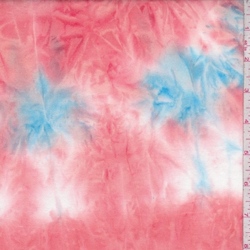 Salmon/Aqua Tie Dye Double Brushed Jersey Knit