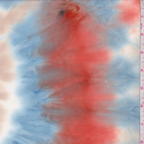 Sand/Orange/Blue Tie Dye Double Brushed Jersey Knit