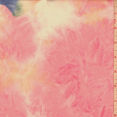 Orchid Pink/Yellow/Blue Tie Dye Double Brushed Jersey Knit