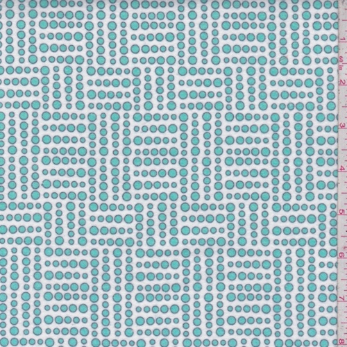 White/Seafoam Blue Geo Dot Cotton Flannel
