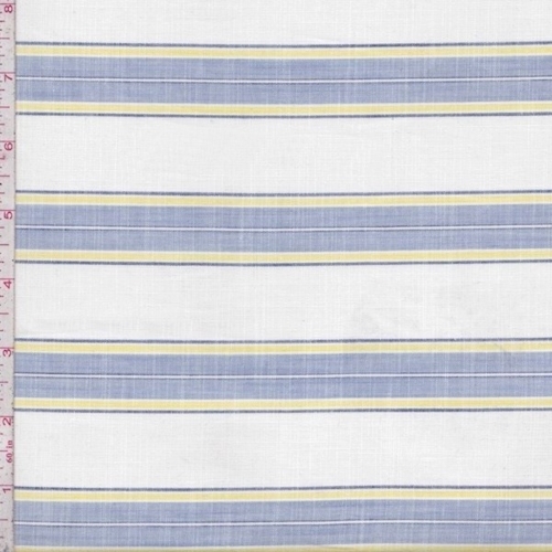 White/Blue/Yellow Stripe Shirting