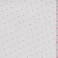 White/Blue/Red Mini Hearts Print Cotton 