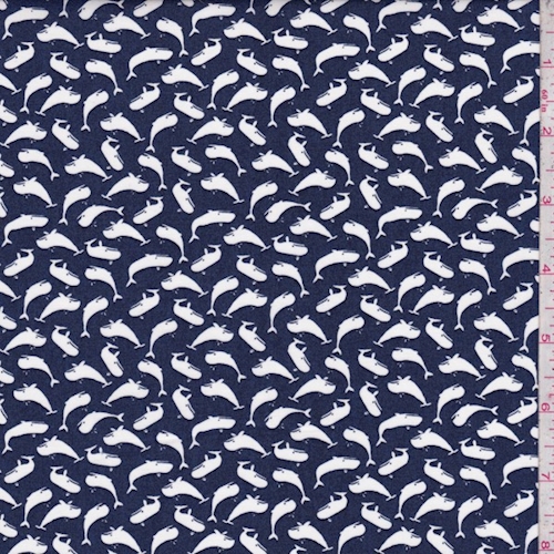 Navy Mini Whale Print Cotton