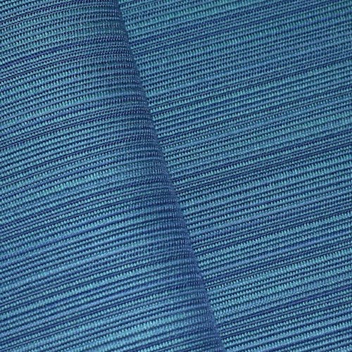 *3 3/8 YD PC --Turquoise/Navy Indoor/Outdoor Slub Stripe Woven Decorating Fabric DFW00593-XOD