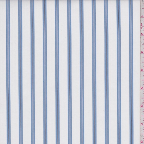White/Blue/Black Stripe Cotton Shirting