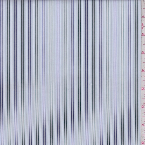 Sky/Olive/Violet Pinstripe Cotton Shirting
